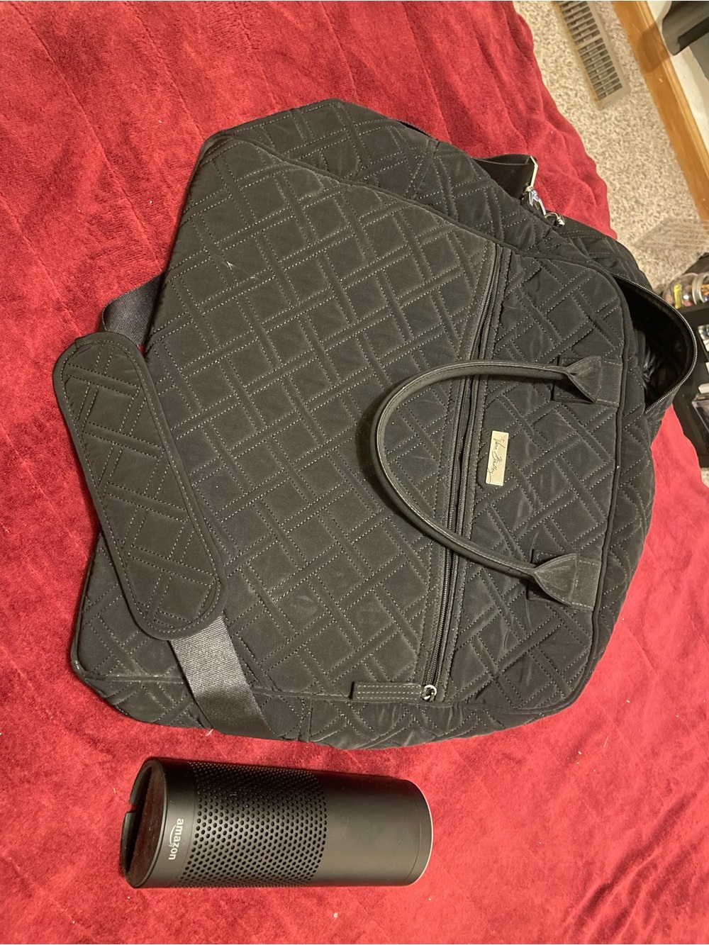 Vera Bradley Black Quilted Travel Bag Tote - Picture 9 of 9